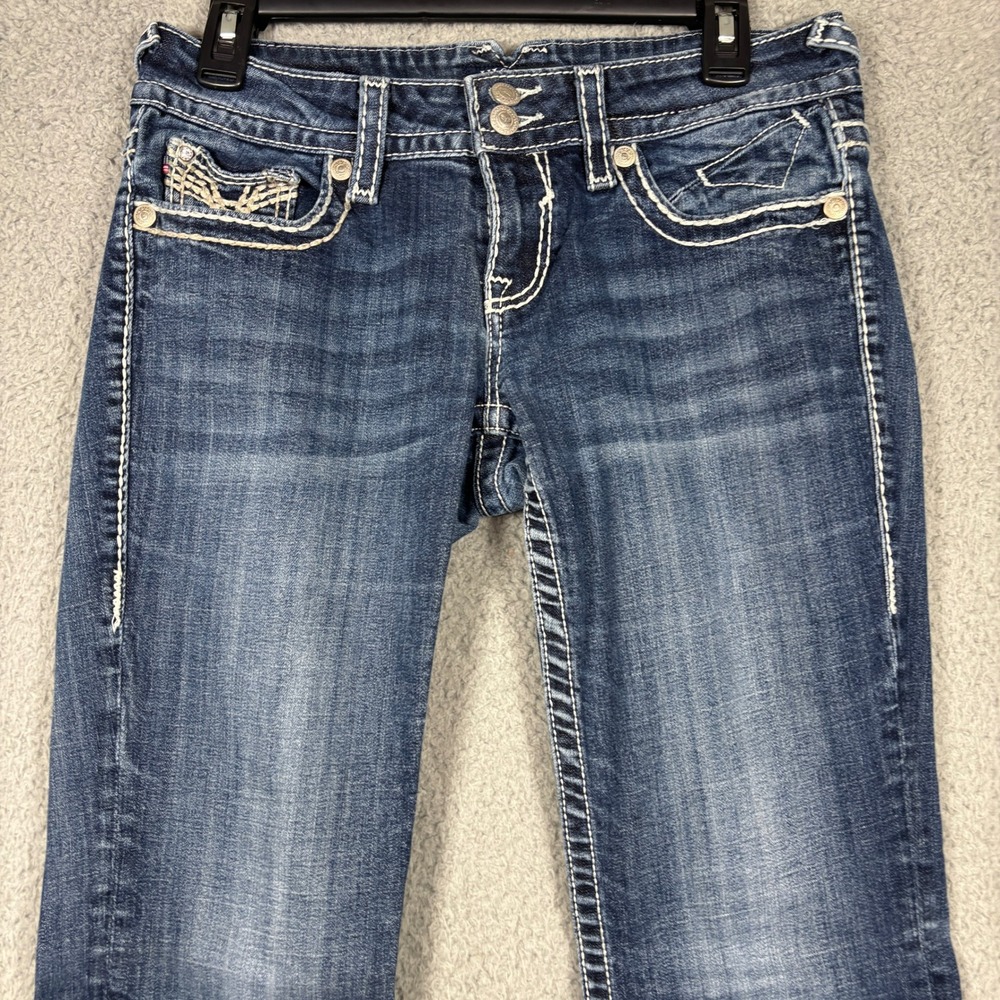 Vigoss Jeans Women 5/6 Blue The New York Bootcut Thick Stitch Flap Pocket Denim - Picture 3 of 10